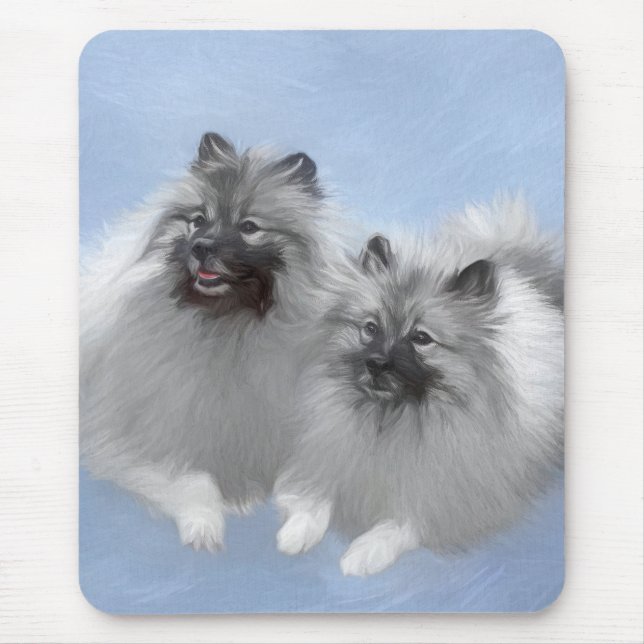 Tapis De Souris Keeshond Paire de Kees Peinture Art animal origina (Devant)