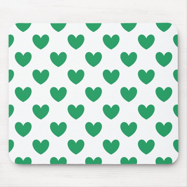 Tapis De Souris Kelly Coeurs polka vert sur blanc (Devant)