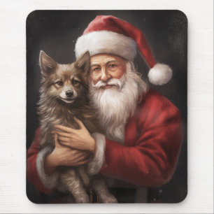 Tapis De Souris Kelpie australienne avec Noël au Père Noël