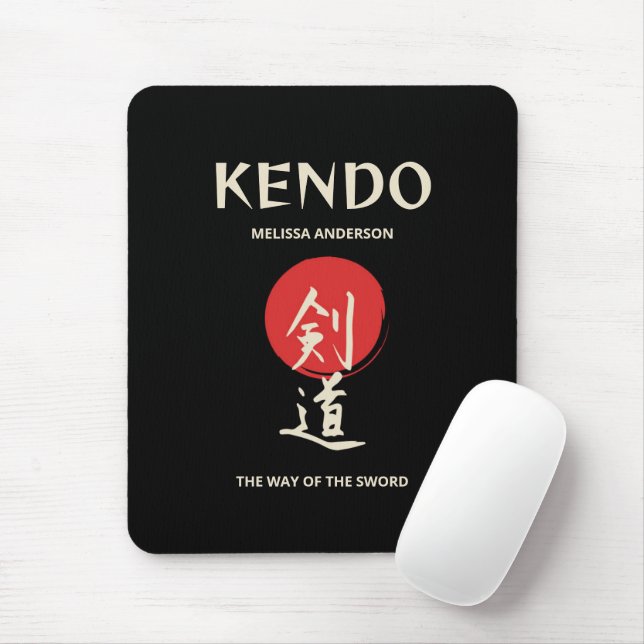 Tapis De Souris Kendo Vintage Rouge Noir (Avec souris)