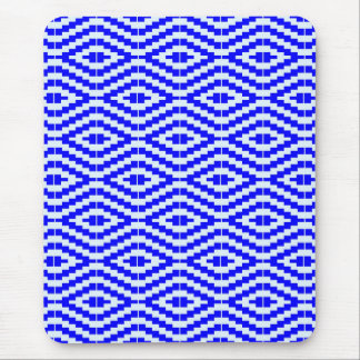 Tapis De Souris Kente géométrique Bleu clair, Blanc,