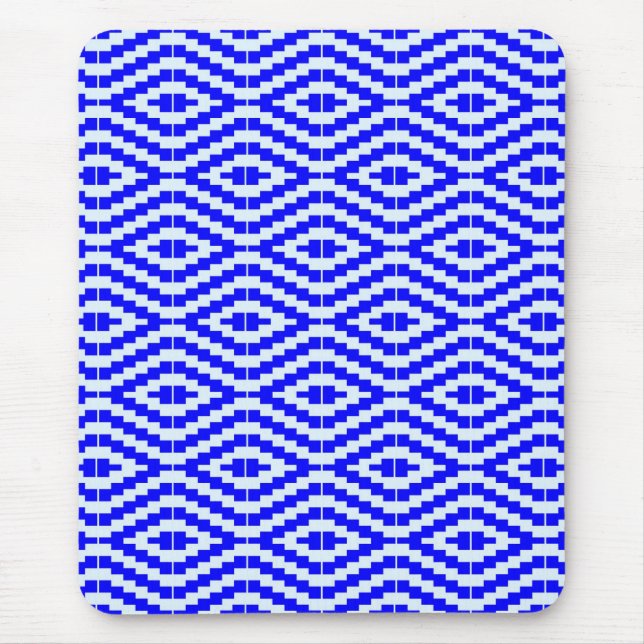 Tapis De Souris Kente géométrique Bleu clair, Blanc, (Devant)