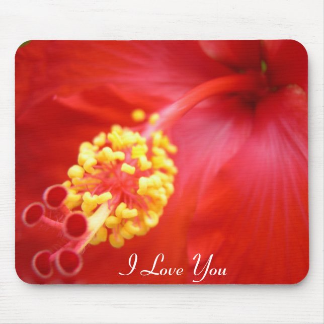 Tapis De Souris Ketmie rouge Mousepad - votre texte ! (Devant)