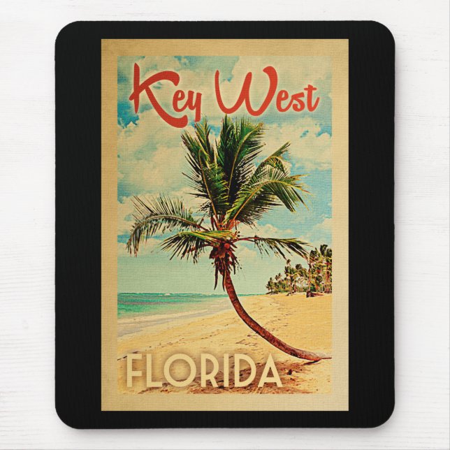 Tapis De Souris Key West Florida Palm Tree Beach Vintage voyage (Devant)