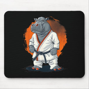 Tapis De Souris Kickboxing Hippopotame Taekwondo Karaté MMA Drôle
