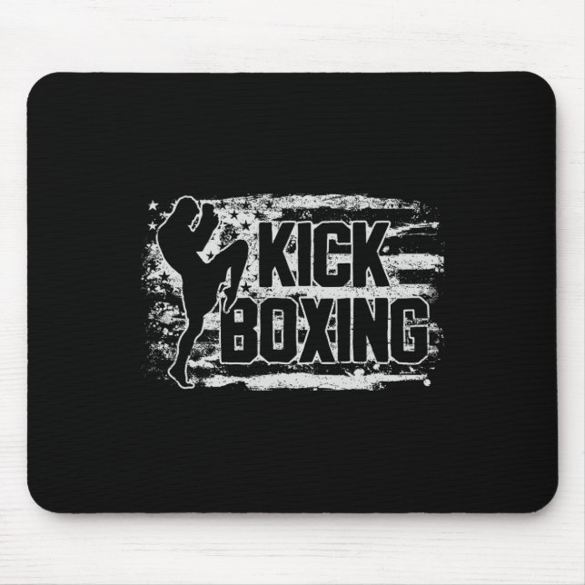 Tapis De Souris Kickboxing Kickboxer États-Unis Drapeau Américain  (Devant)