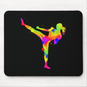 Tapis De Souris Kickboxing Kickboxeur Karaté Femmes Filles Enfants