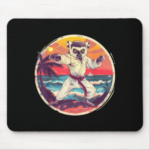 Tapis De Souris Kickboxing Lémurien Taekwondo Karaté MMA Drôle