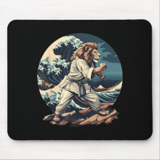 Tapis De Souris Kickboxing Lion Vagues Taekwondo Jiu-Jitsu Mma Lio