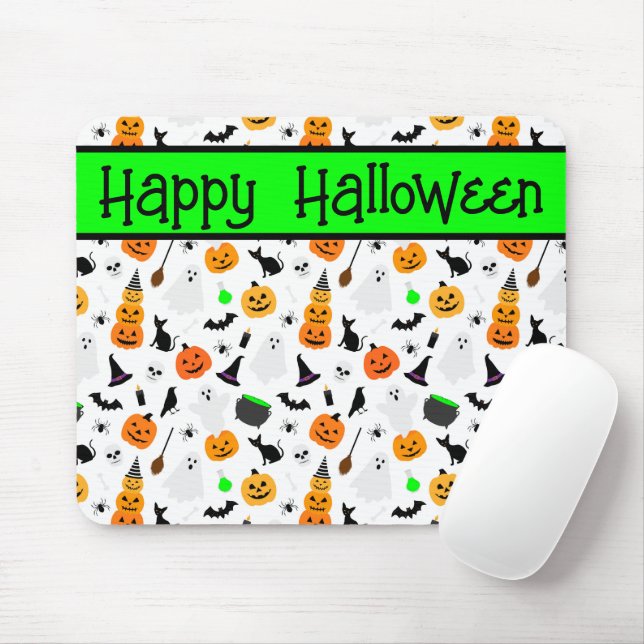 Tapis De Souris Kid Halloween Ghost Citrouille Black Chat Personna (Avec souris)