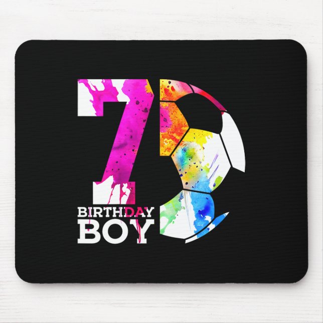 Tapis De Souris Kids 7 Birthday Boy Soccer 7th Birthday  (Devant)