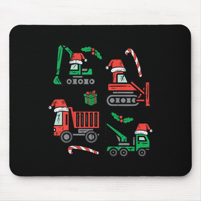 Tapis De Souris Kids Christmas Construction Vehicles Truck Xmas Bo (Devant)