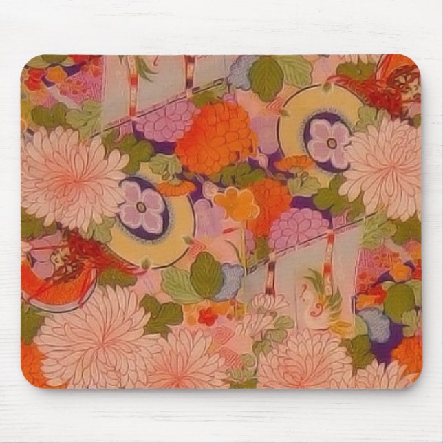 Tapis De Souris Kimono Flower Pink Floral Pattern (Devant)
