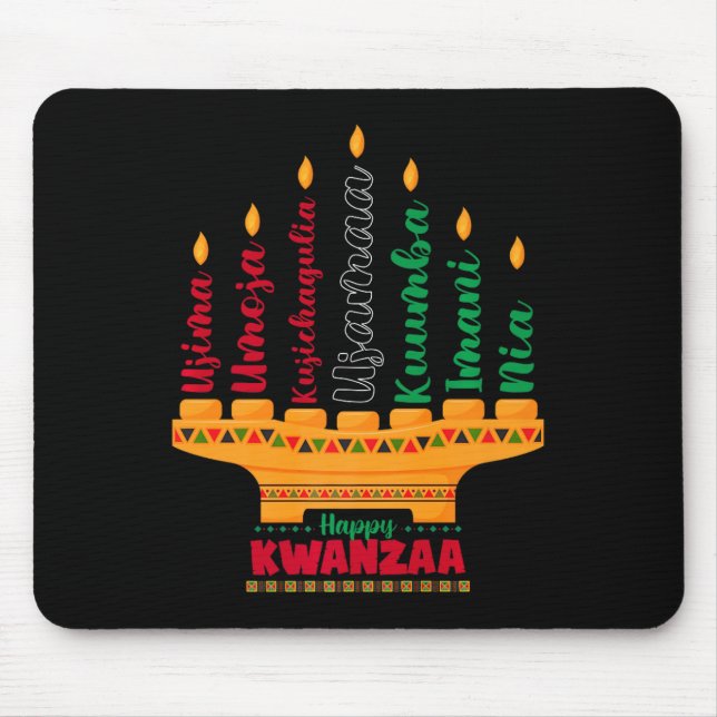 Tapis De Souris Kinara Sept Bougies Principes De Kwanzaa Happy K (Devant)
