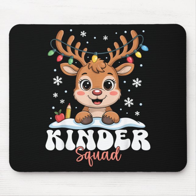 Tapis De Souris Kinder Squad Reindeer Christmas Lights Cute Winter (Devant)