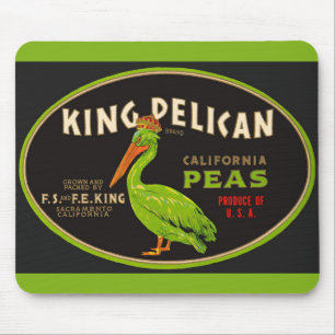 Tapis De Souris King Pelican California pois crate étiquette