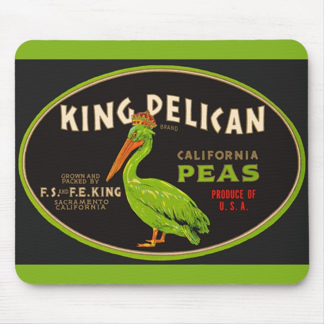 Tapis De Souris King Pelican California pois crate étiquette (Devant)
