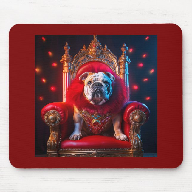 Tapis De Souris King Winnie Le Bulldog Sur Son Trône (Devant)