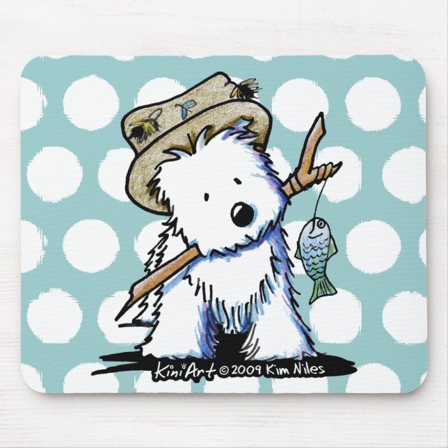 Tapis De Souris KiniArt Pêche Westie Mousepad (Devant)