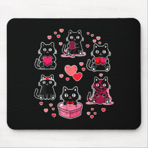 Tapis De Souris Kit de chat noir de la Saint-Valentin pour filles