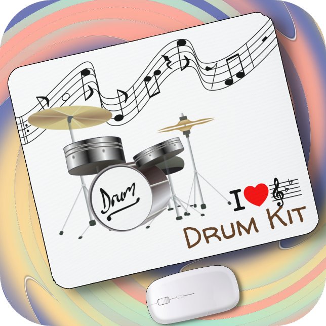 Tapis De Souris KIT DRUM sur une carte souris - I Heart Music (Créateur téléchargé)