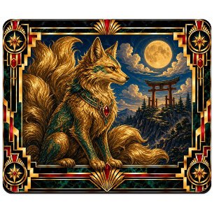 Tapis De Souris Kitsune, Art Déco Mythique