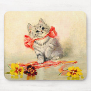Tapis De Souris Kitten avec ruban rouge