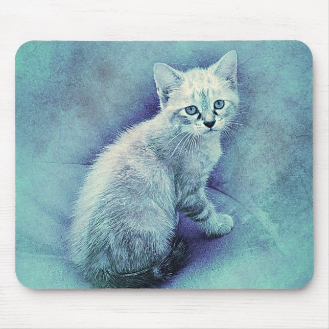 Tapis De Souris Kitten bleu | ABSTRAIT | Aquarelle (Devant)