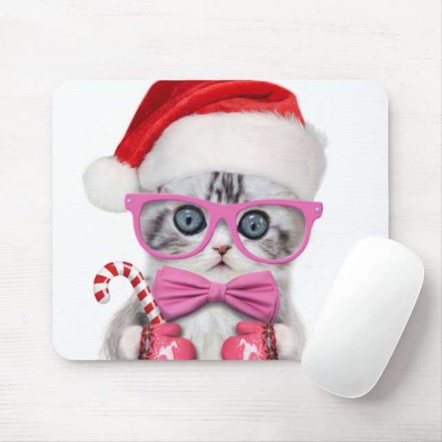 Tapis De Souris Kitten en casquette de Noël (Avec souris)