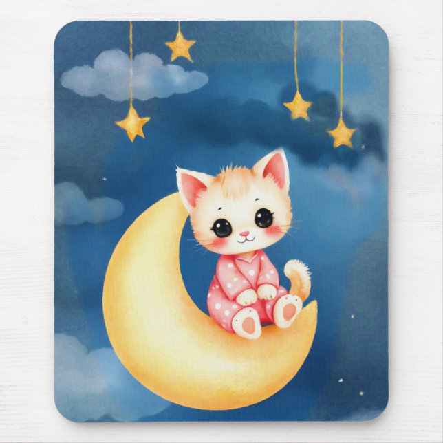 Tapis De Souris Kitten Sitting on the Moon (Devant)