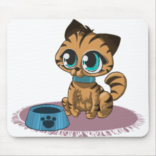 Tapis De Souris Kitty Chat Gros yeux Oreilles Animal Animaux Anima
