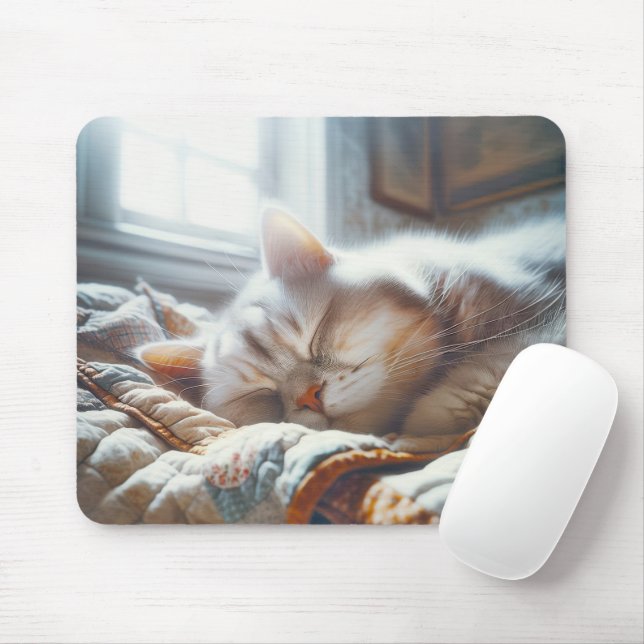 Tapis De Souris Kitty Dormir sur la vieille surface (Avec souris)