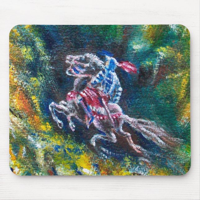 TAPIS DE SOURIS KNIGHT LANCELOT, CHEVAL EN FORÊT VERTE (Devant)