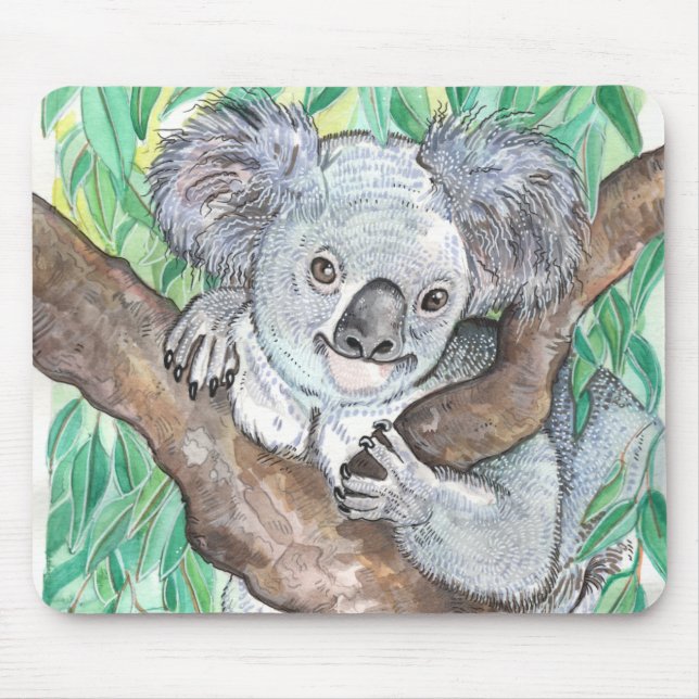 Tapis De Souris Koala dans la peinture d'arbre Eucalyptus (Devant)
