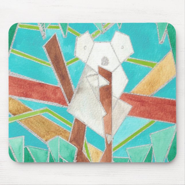 Tapis De Souris Koala dans l'arbre, Art abstrait original (Devant)