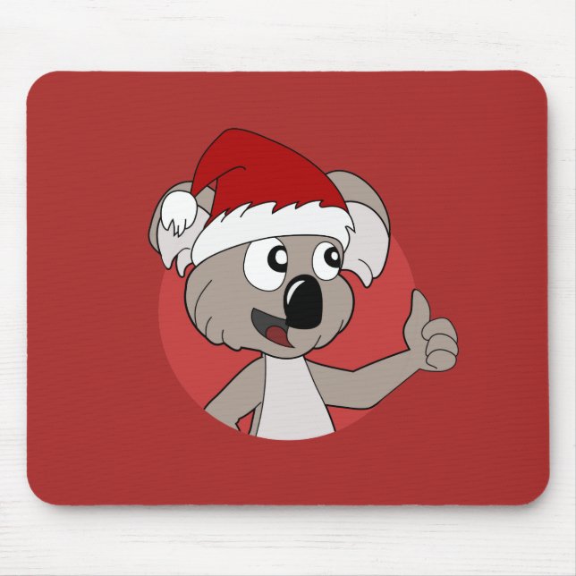 Tapis de souris koala de Noël en dessin animé (Devant)