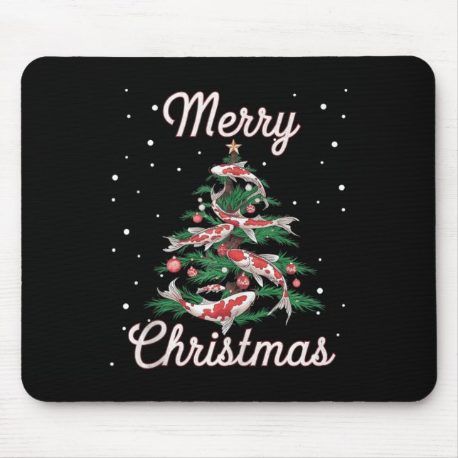 Tapis De Souris Koi Fish Xmas Tree Koi Carp Christmas Tree (Devant)