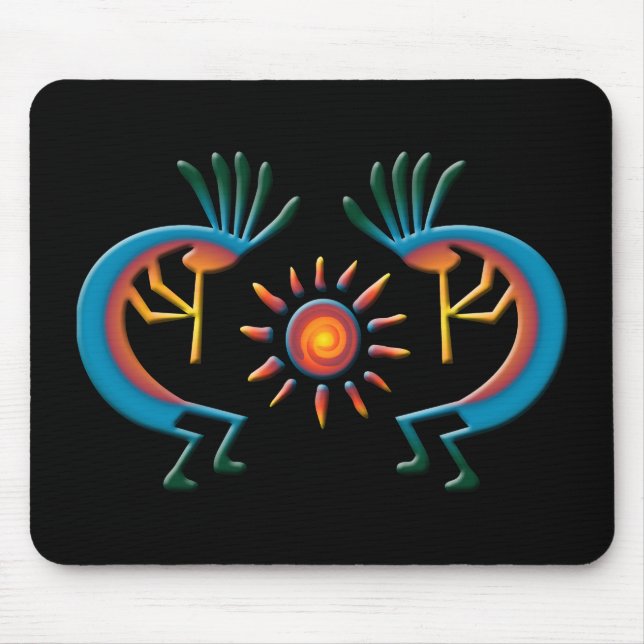 Tapis De Souris Kokopelli avec Sun Southwest Black Mousepad (Devant)