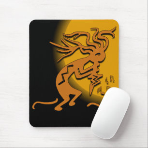 Tapis De Souris Kokopelli Merrymaker Musician Under Moonlight