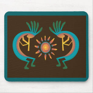 Tapis De Souris Kokopelli Sun Sud-Ouest Turquoise Brown Mousepad