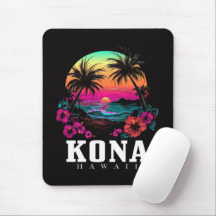 Tapis De Souris Kona Hawaï Fleurs d'Hibiscus Hawaïen Surfeur
