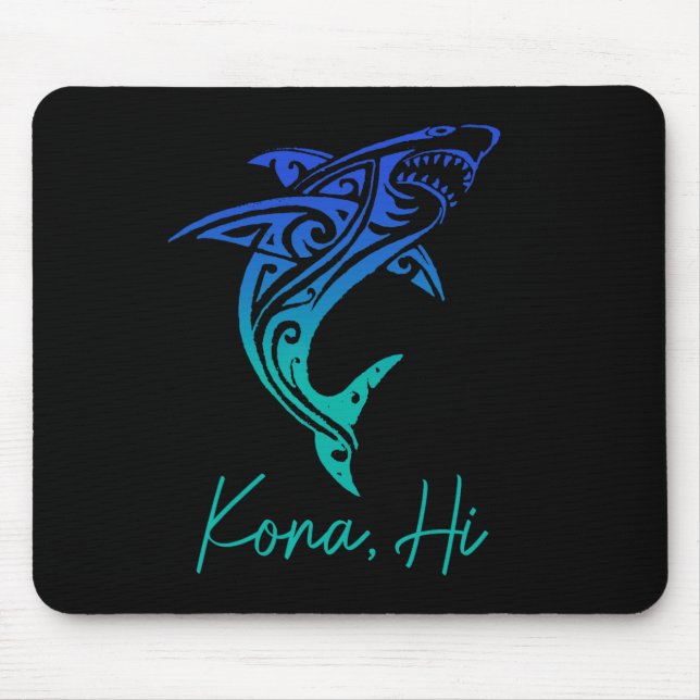 Tapis De Souris Kona Hawaii Shark Diving Fishing Surfing Surfer Ha (Devant)