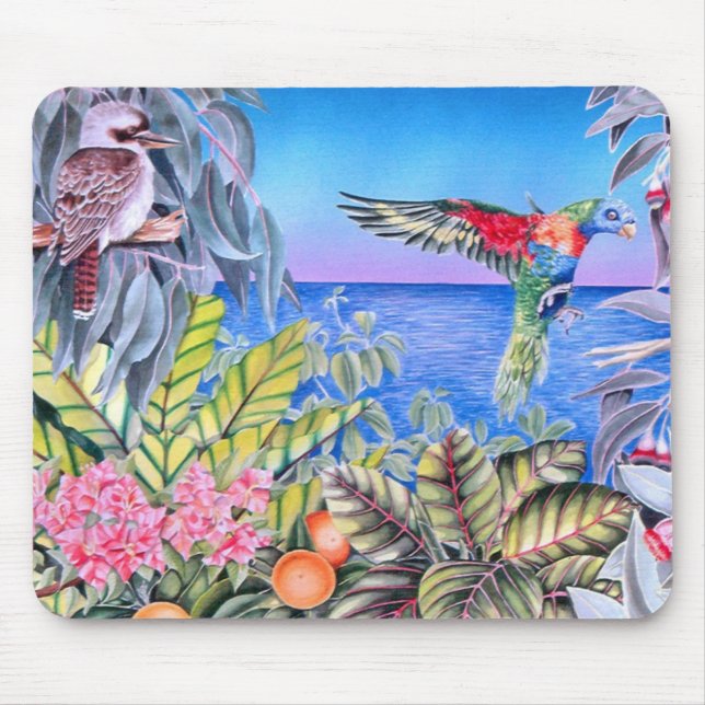 Tapis De Souris Kookaburra et arc-en-ciel Lorikeets (Devant)