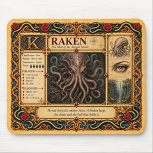 Tapis De Souris Kraken, Art du Bestiaire Médiéval