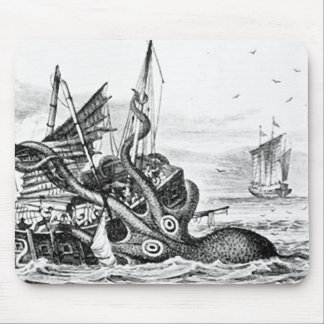 Tapis De Souris Kraken/poulpe Eatting un bateau de pirate,
