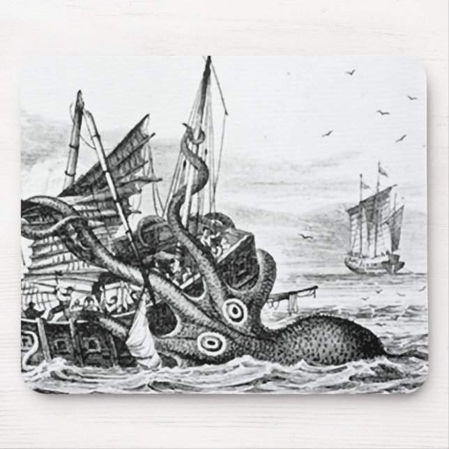 Tapis De Souris Kraken/poulpe Eatting un bateau de pirate, (Devant)