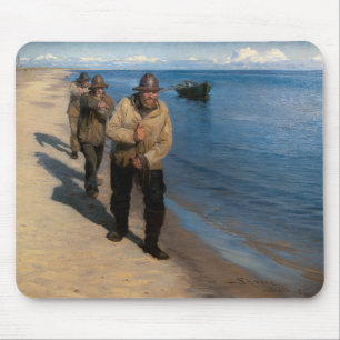 Tapis De Souris Kroyer - Trois pêcheurs tirant un bateau