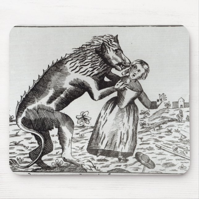 Tapis De Souris La bête de Gevaudan attaquant une jeune fille (Devant)