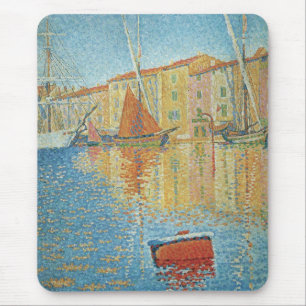 Tapis De Souris La Bouée rouge de Paul Signac, Pointillisme vintag