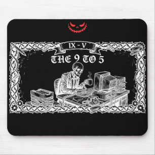 Tapis De Souris La carte de tarot 9 à 5 Entreprise de squelette